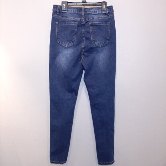 3/$20 SHEIN High Waist Skinny Jeans Faded Whiskered Stretch Denim - Picture 10 of 14